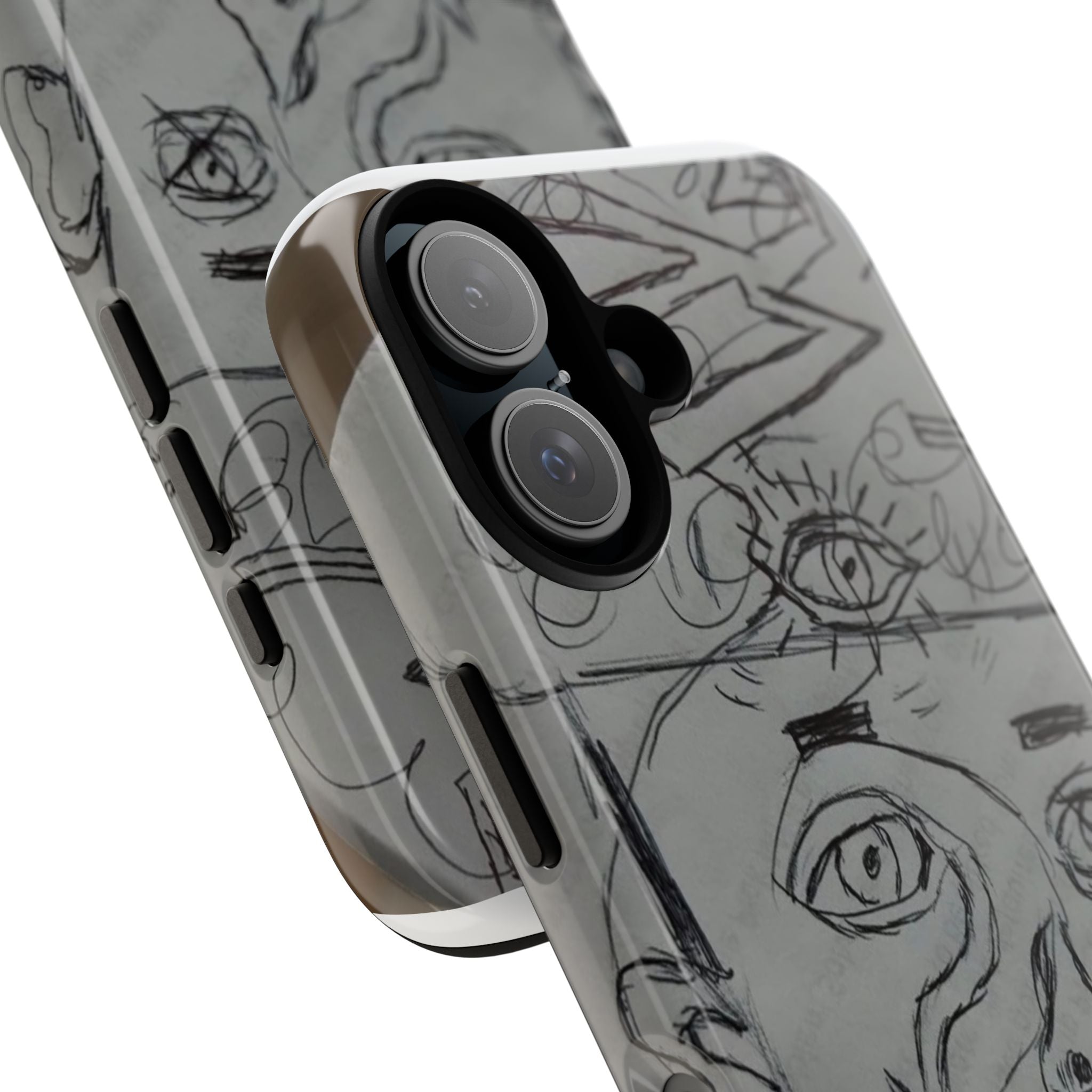 Abstract Doodle Face Phone Case – Sketch Art Protective Cover