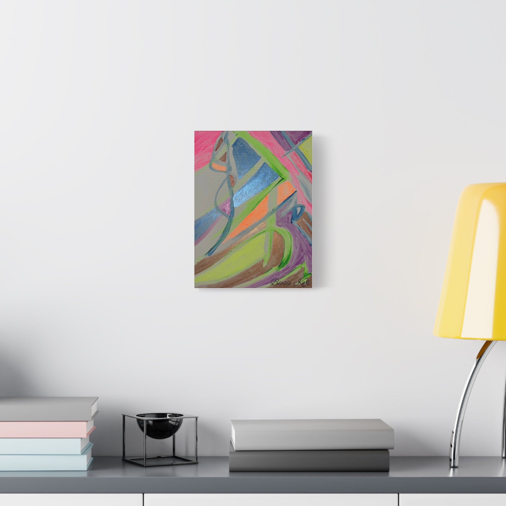Abstract Neon Brushstroke Canvas