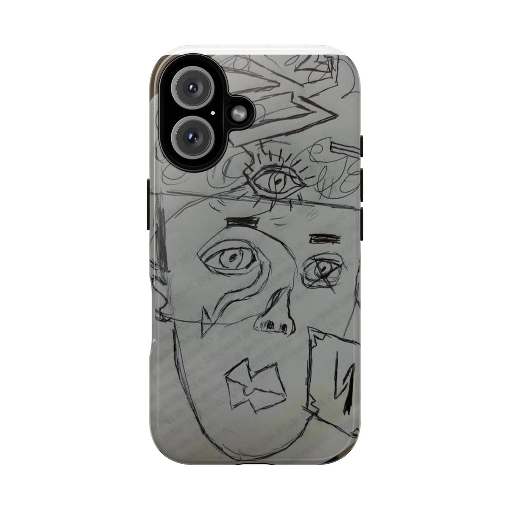 Abstract Doodle Face Phone Case – Sketch Art Protective Cover