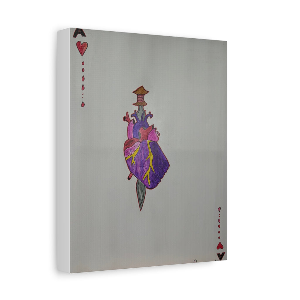 Ace of Hearts  Canvas — Stabbed Heart Playing Card Art