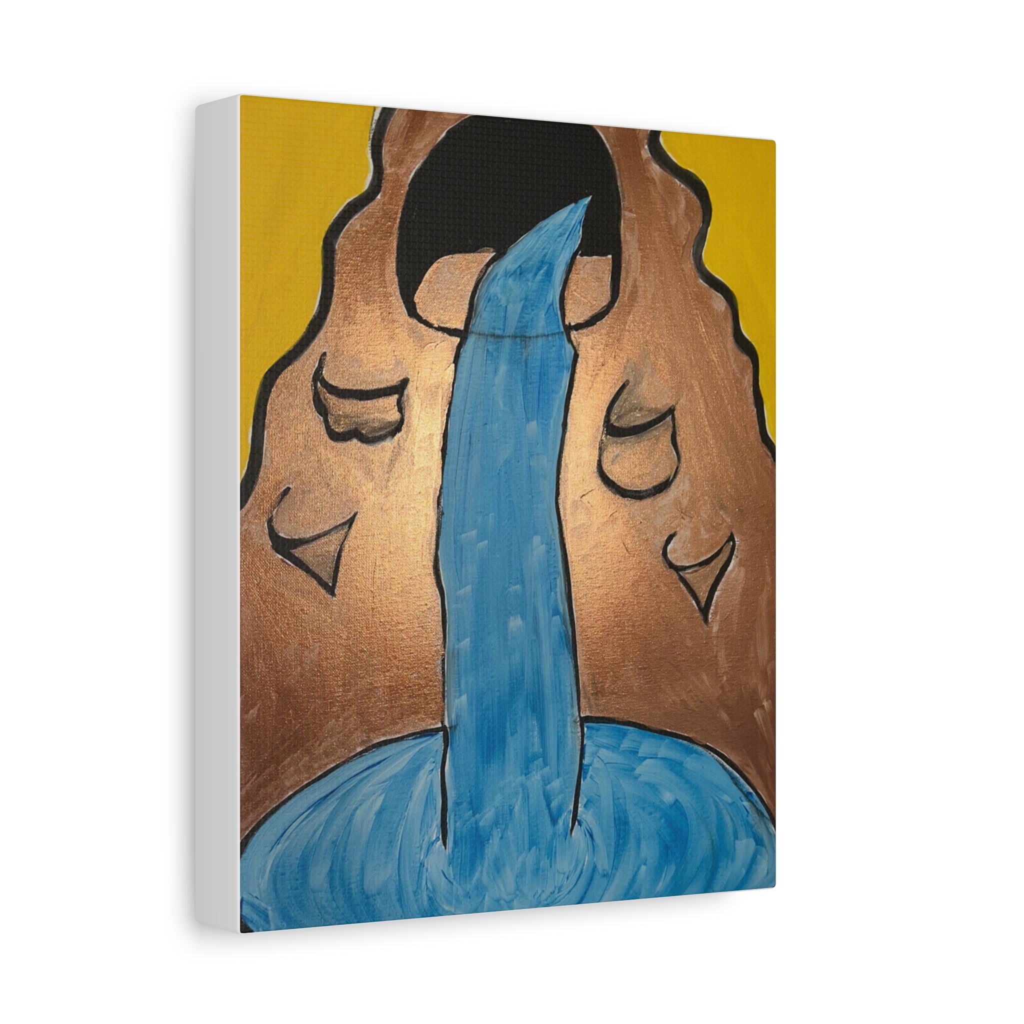 Waterfall Face Illustration Canvas