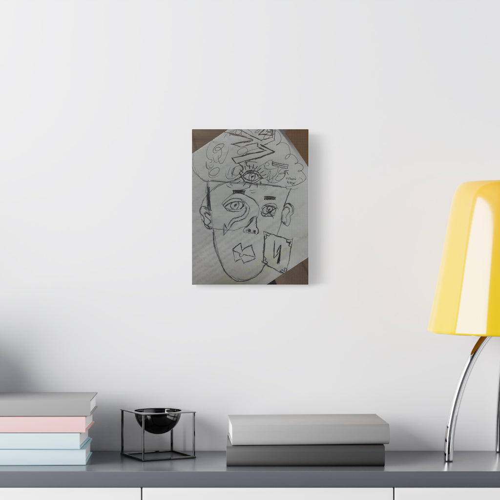 Surreal Sketch Face Canvas, Matte Stretched Wall Art | Abstract Line Drawing