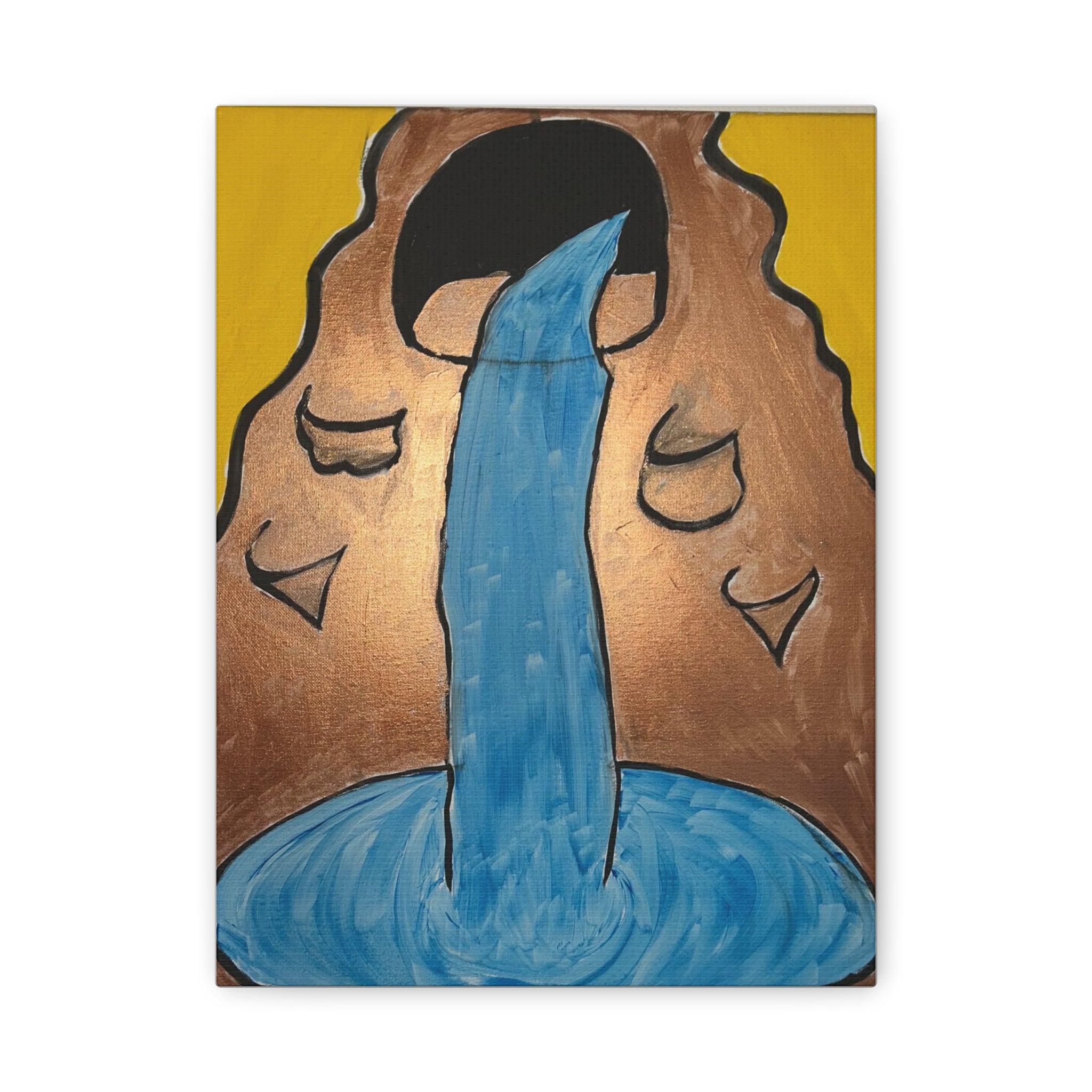 Waterfall Face Illustration Canvas