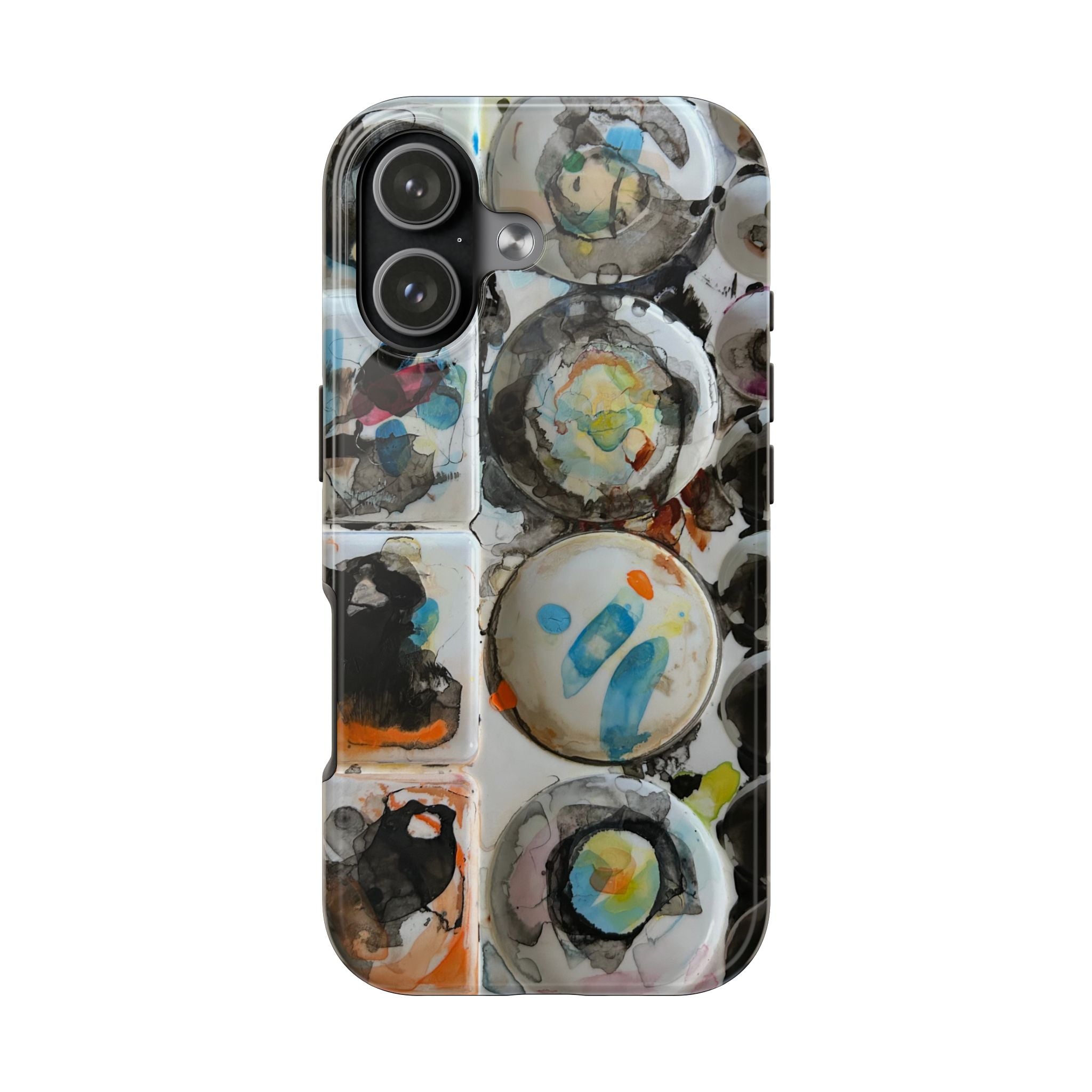 Art Palette Tough Phone Case — Colorful Paint Tray Design for Artists