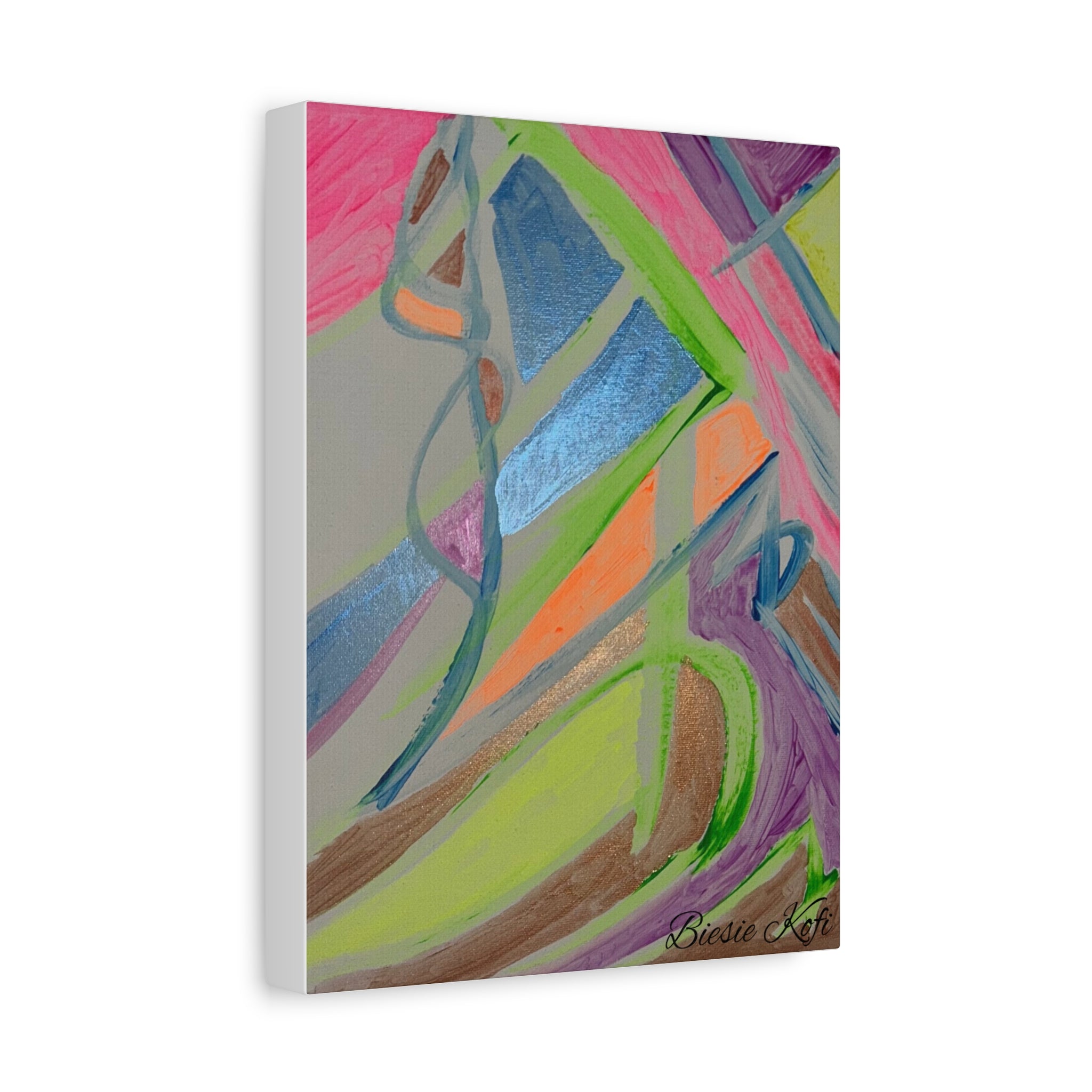 Abstract Neon Brushstroke Canvas