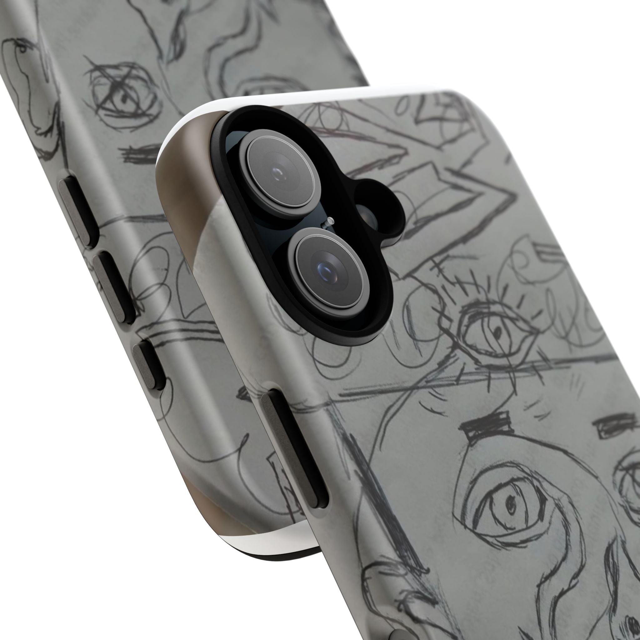 Abstract Doodle Face Phone Case – Sketch Art Protective Cover