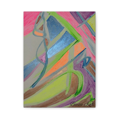 Abstract Neon Brushstroke Canvas