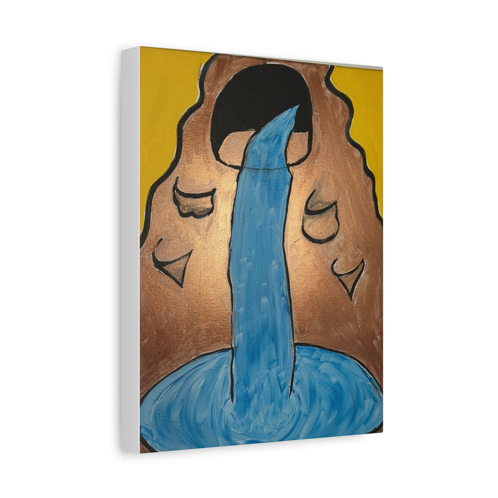 Waterfall Face Illustration Canvas