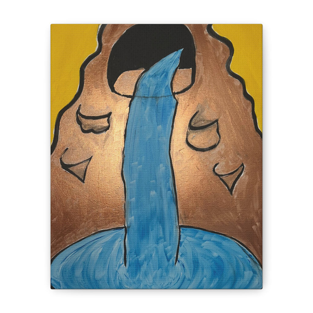 Waterfall Face Illustration Canvas