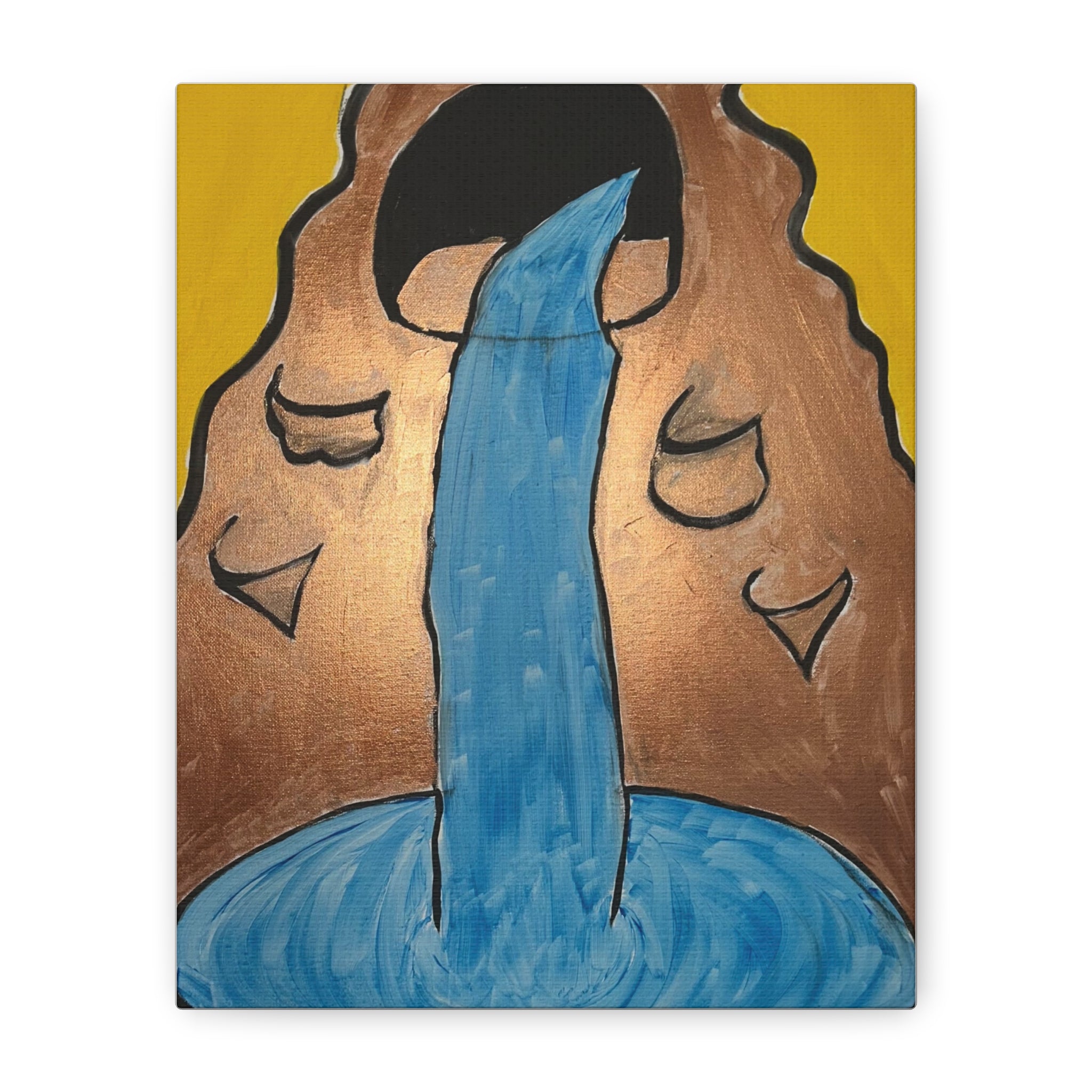Waterfall Face Illustration Canvas