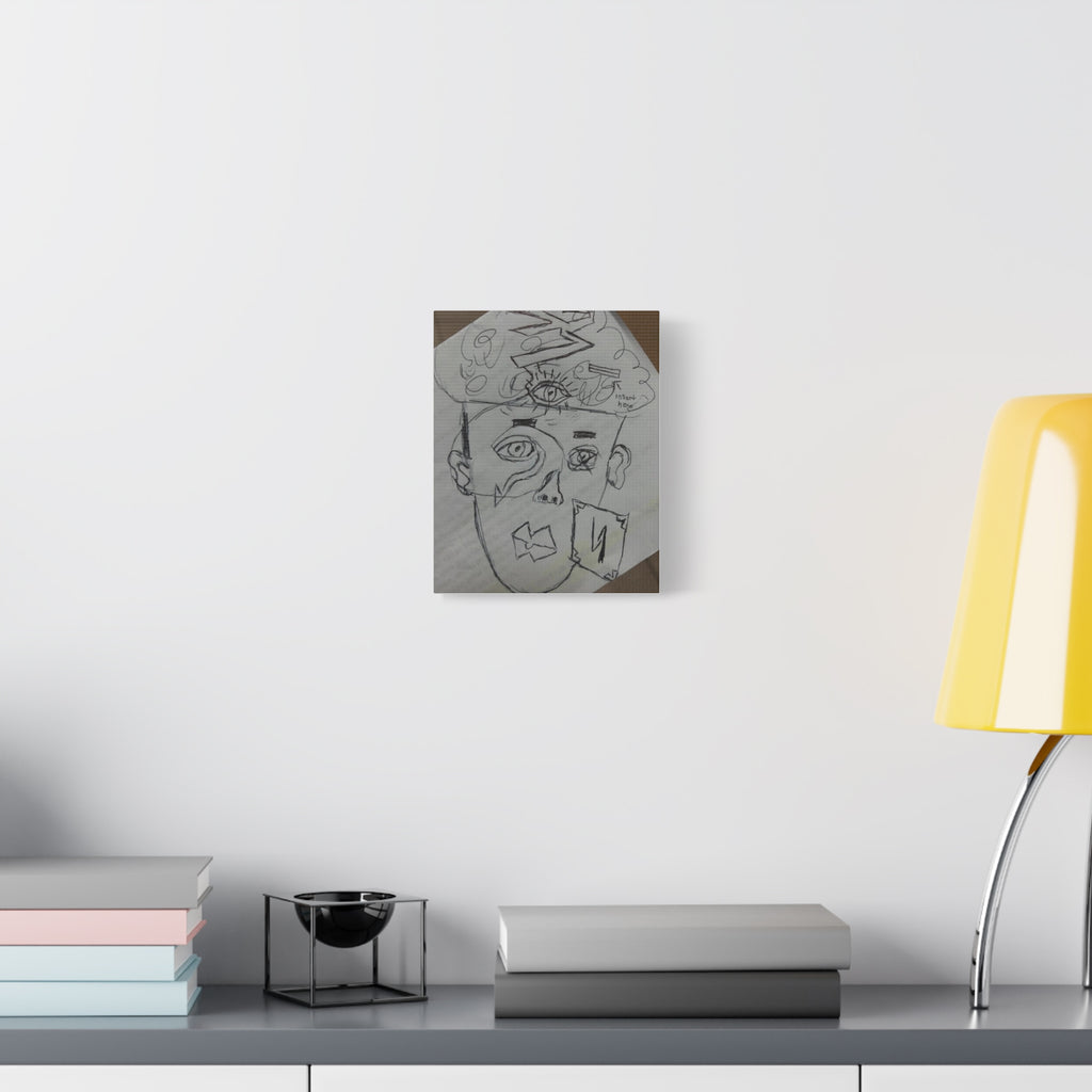 Surreal Sketch Face Canvas, Matte Stretched Wall Art | Abstract Line Drawing