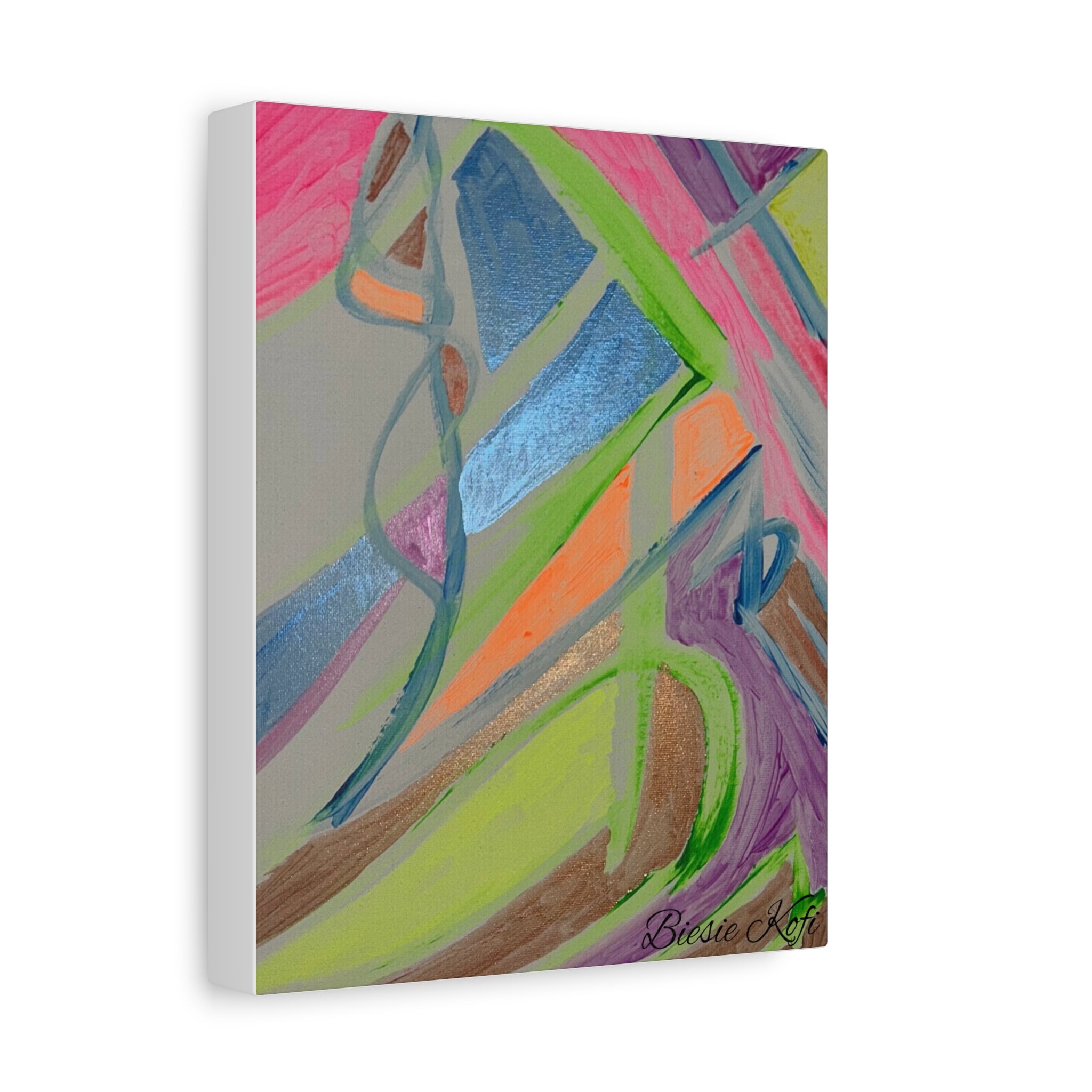 Abstract Neon Brushstroke Canvas