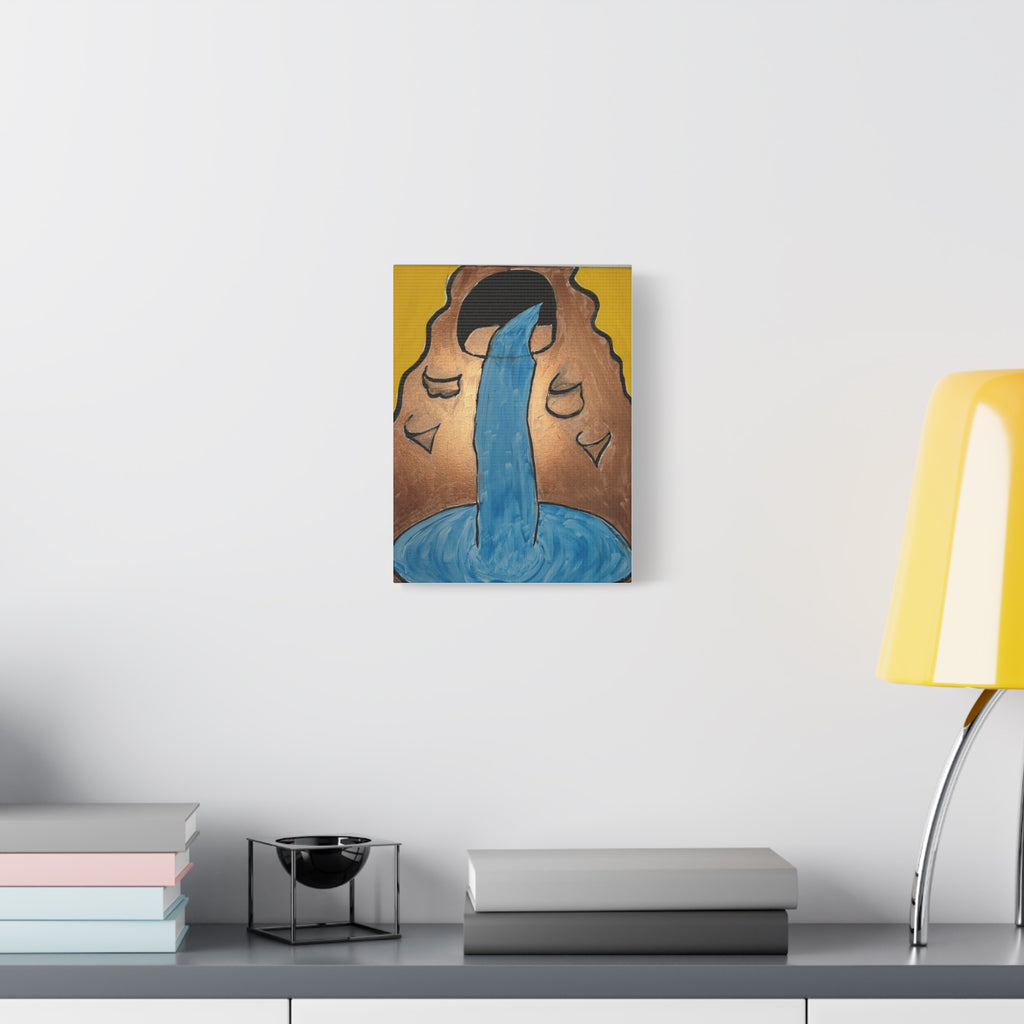 Waterfall Face Illustration Canvas