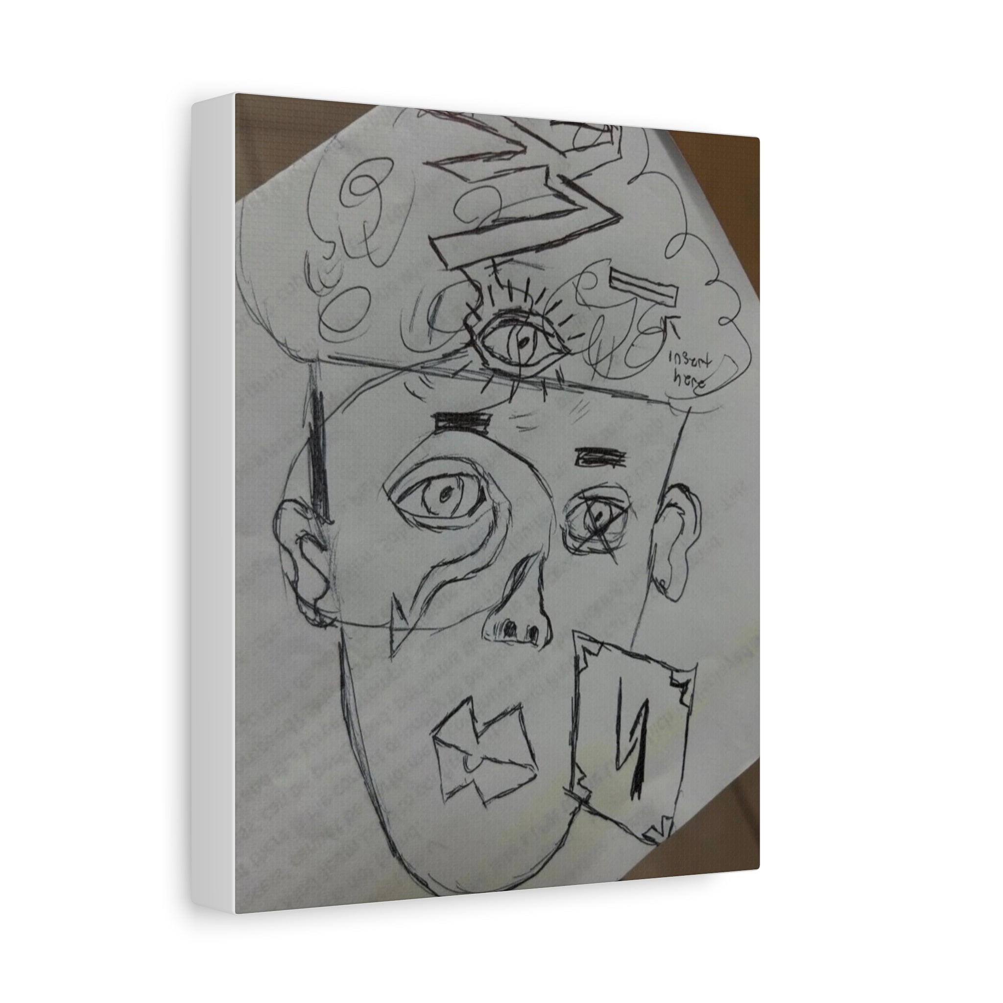 Surreal Sketch Face Canvas, Matte Stretched Wall Art | Abstract Line Drawing