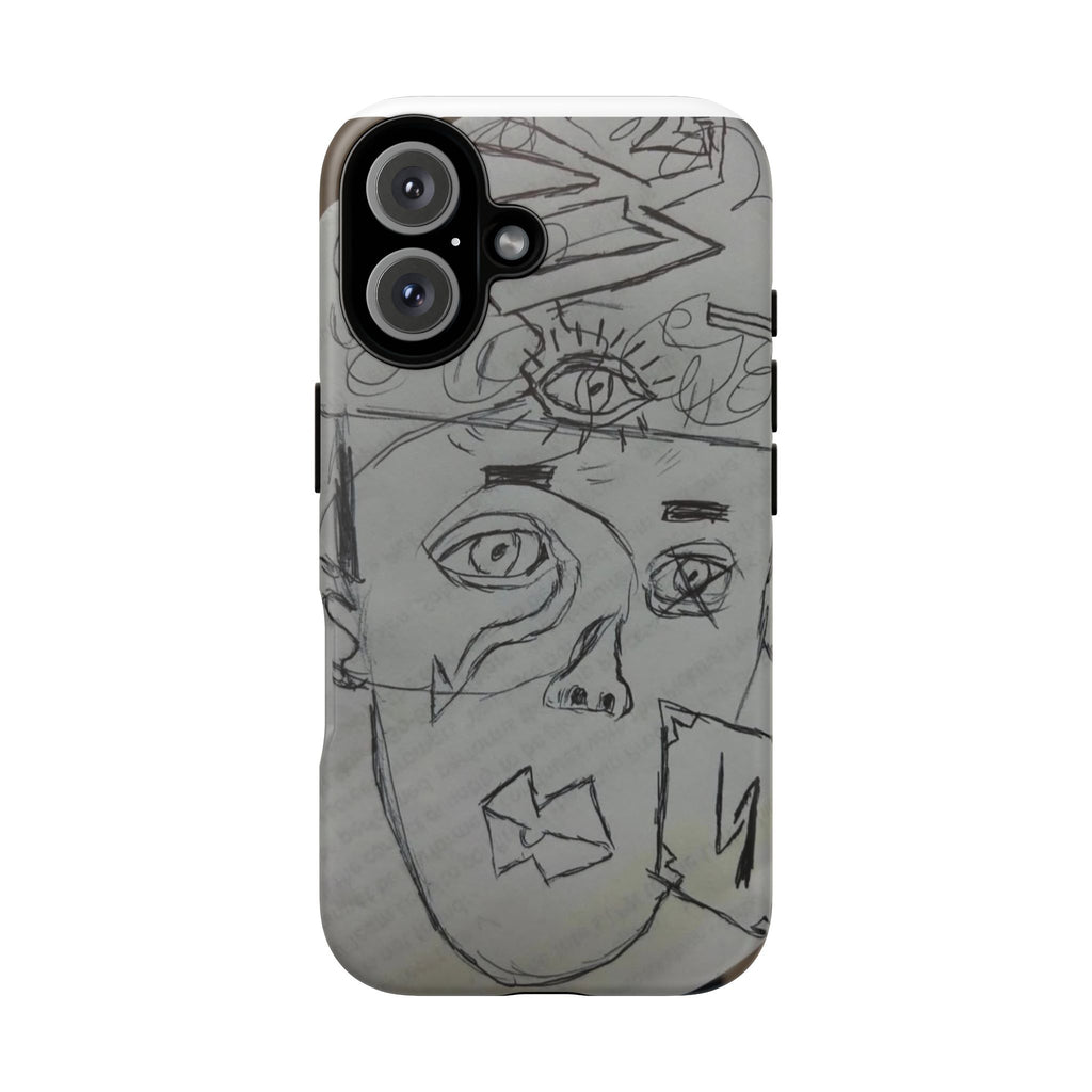 Abstract Doodle Face Phone Case – Sketch Art Protective Cover