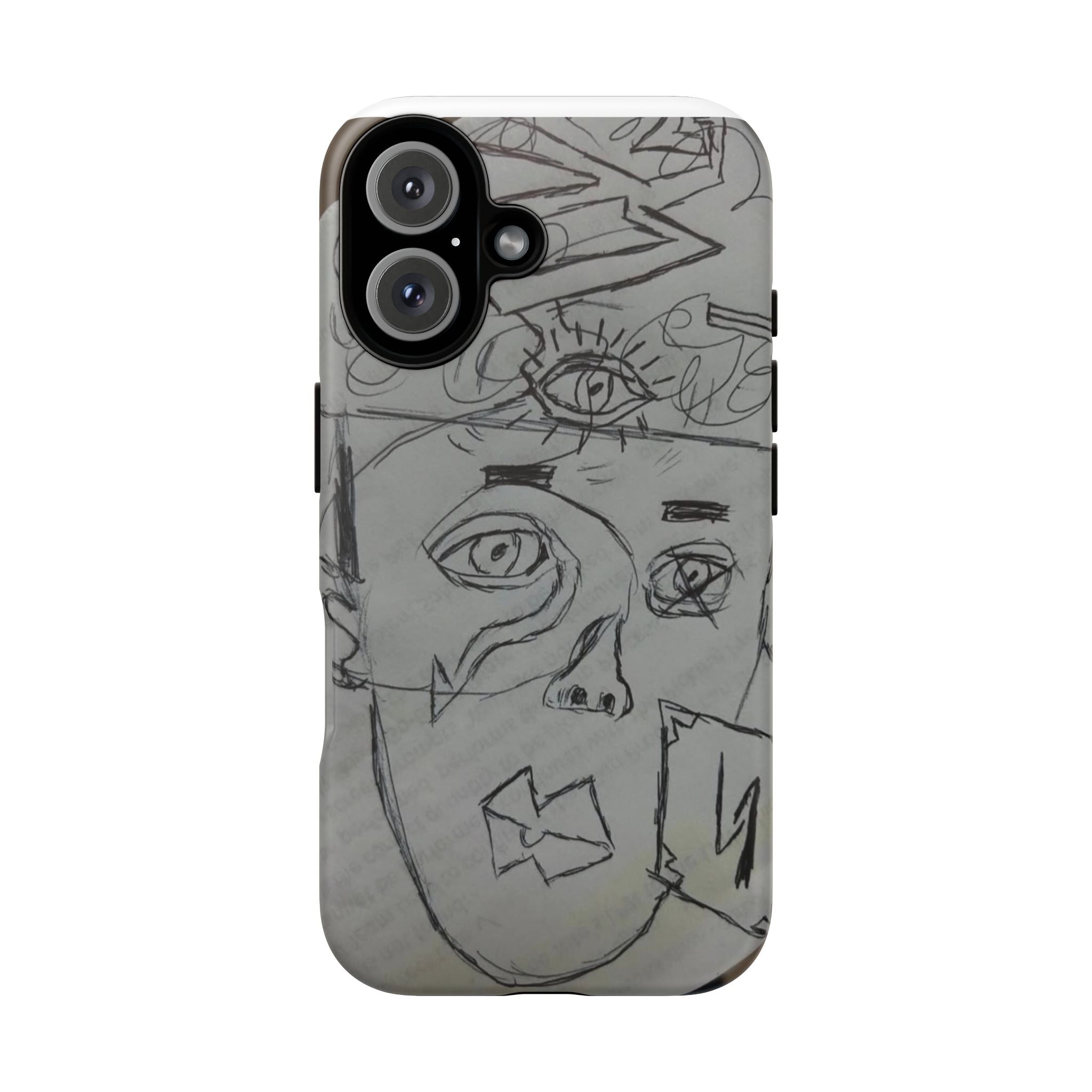 Abstract Doodle Face Phone Case – Sketch Art Protective Cover