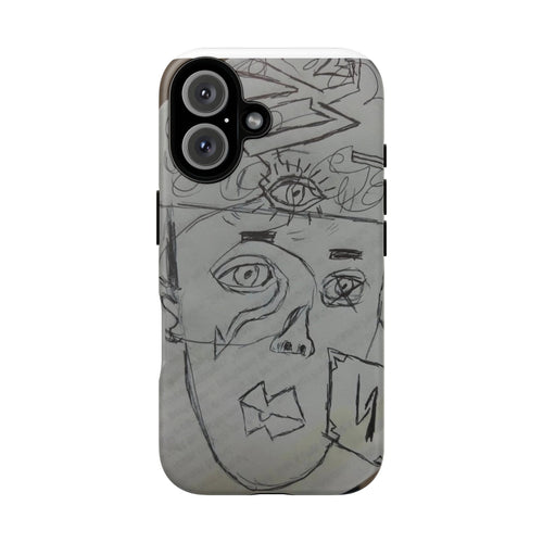 Abstract Doodle Face Phone Case – Sketch Art Protective Cover
