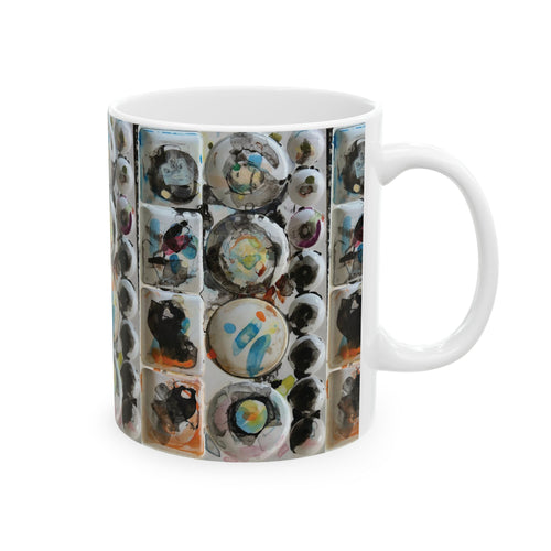 Art pallet  Ceramic Mug — Abstract Planet Orb Pattern (11oz, 15oz)