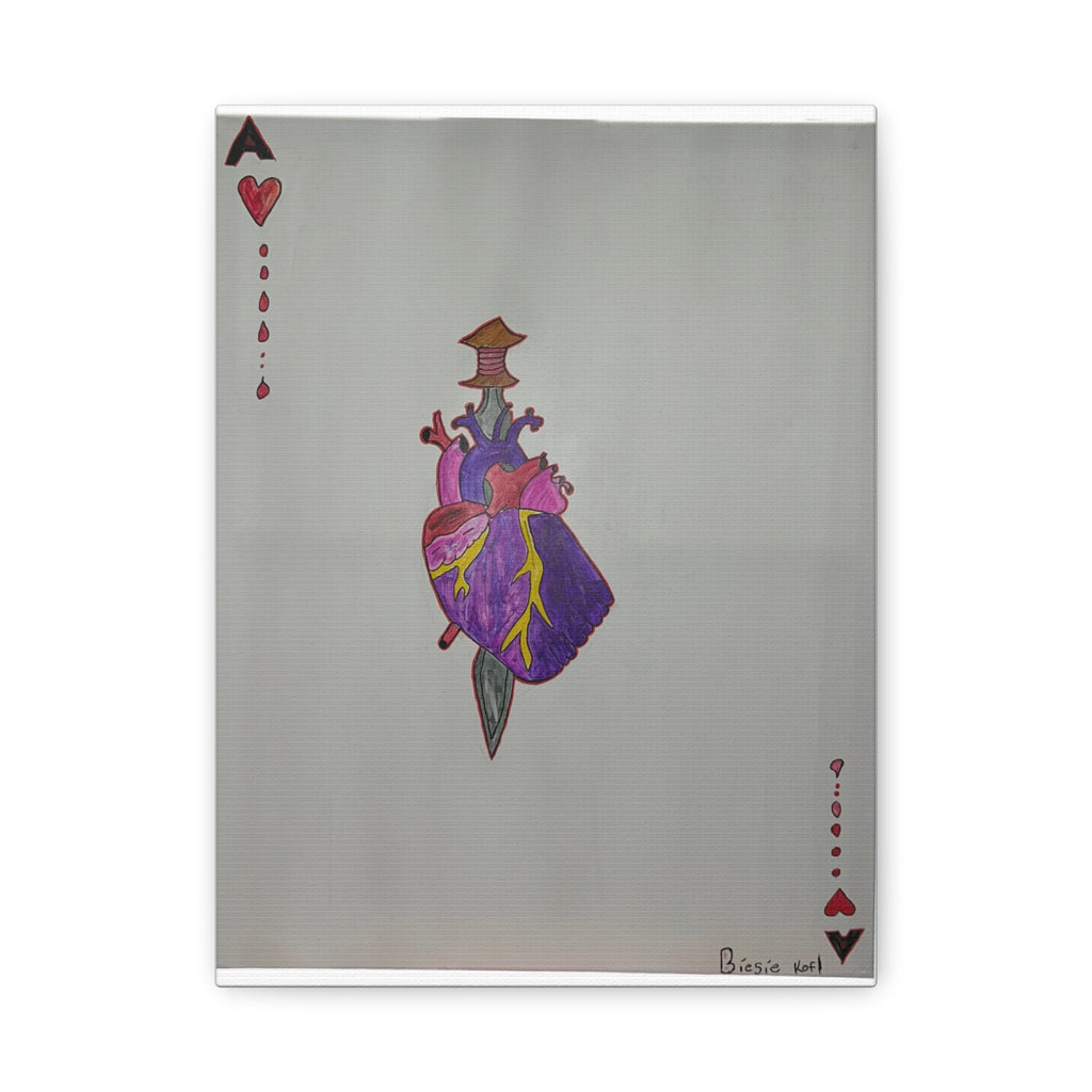 Ace of Hearts  Canvas — Stabbed Heart Playing Card Art