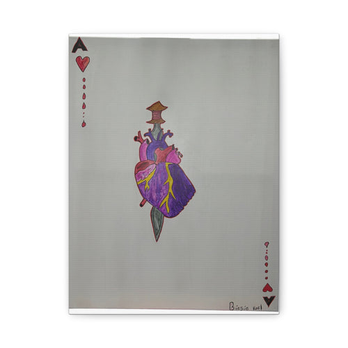 Ace of Hearts  Canvas — Stabbed Heart Playing Card Art