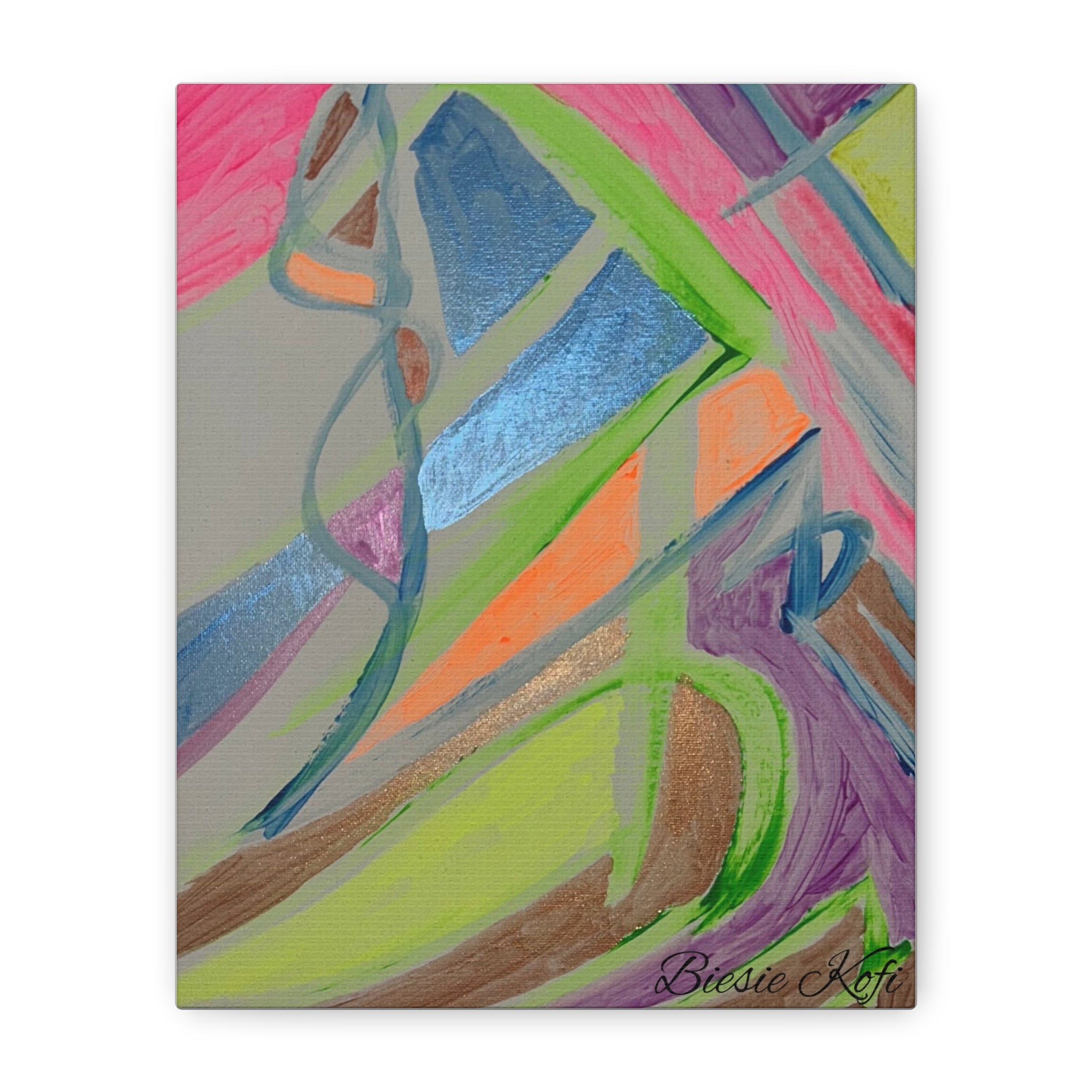 Abstract Neon Brushstroke Canvas