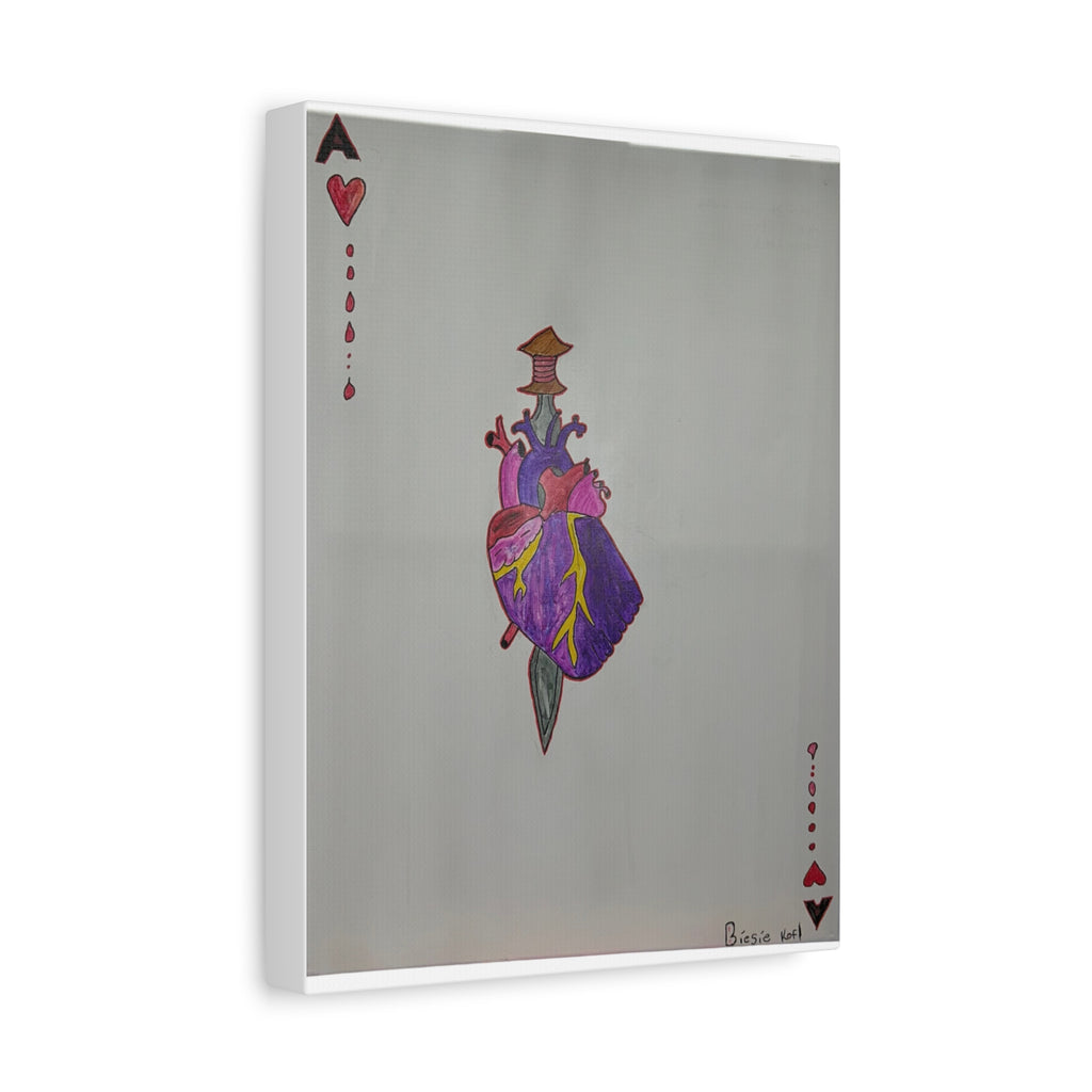 Ace of Hearts  Canvas — Stabbed Heart Playing Card Art