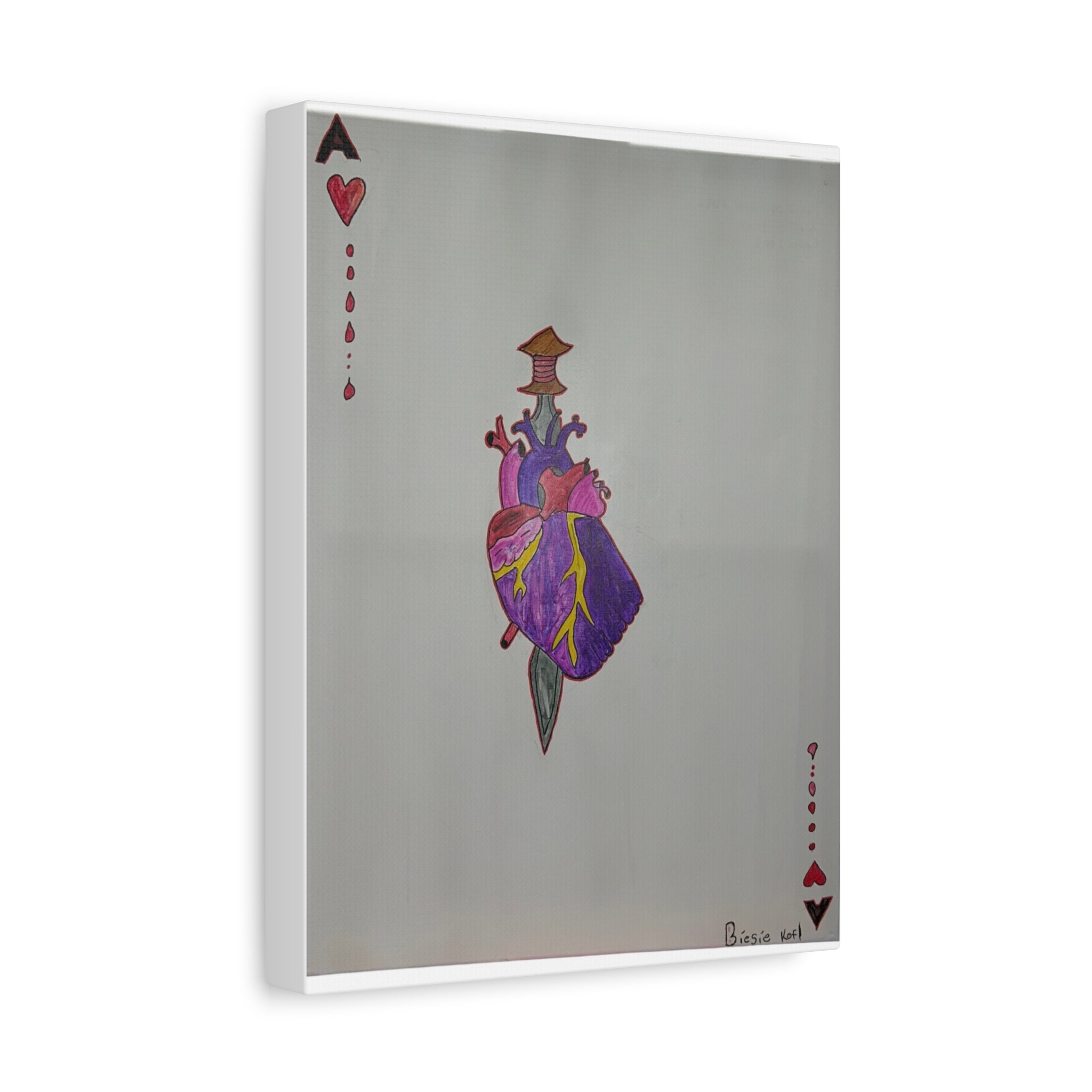 Ace of Hearts  Canvas — Stabbed Heart Playing Card Art
