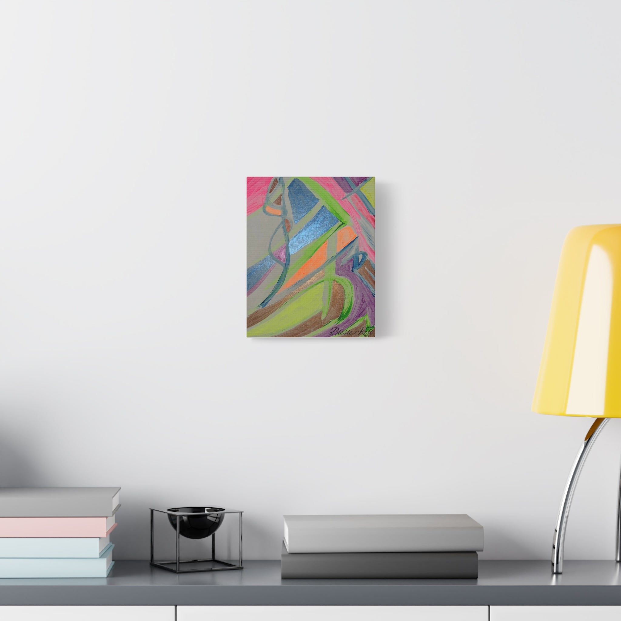 Abstract Neon Brushstroke Canvas