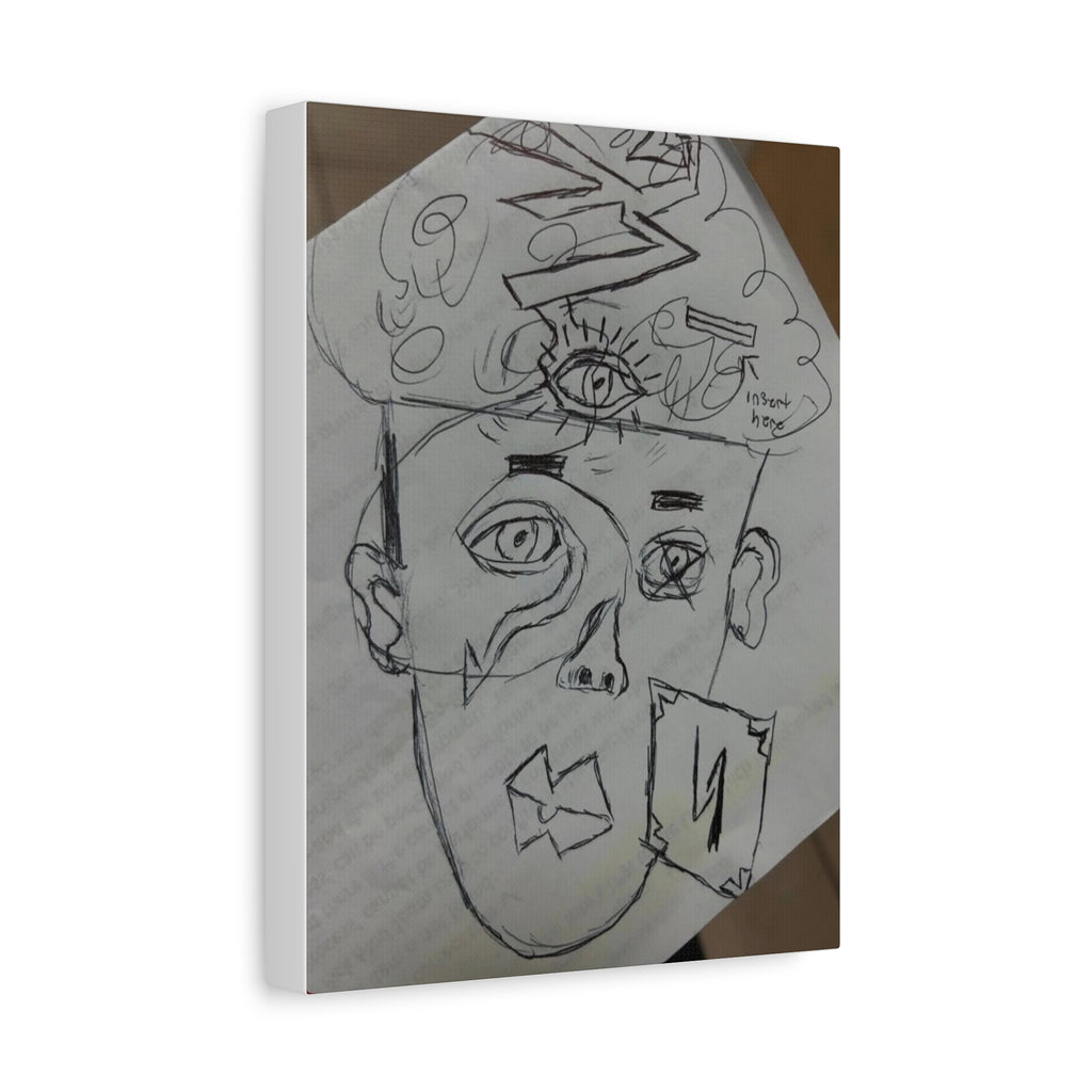 Surreal Sketch Face Canvas, Matte Stretched Wall Art | Abstract Line Drawing