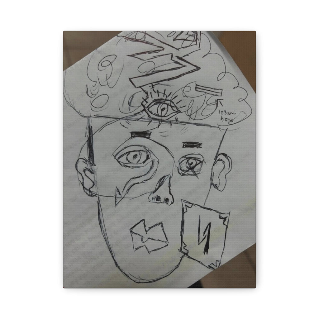 Surreal Sketch Face Canvas, Matte Stretched Wall Art | Abstract Line Drawing