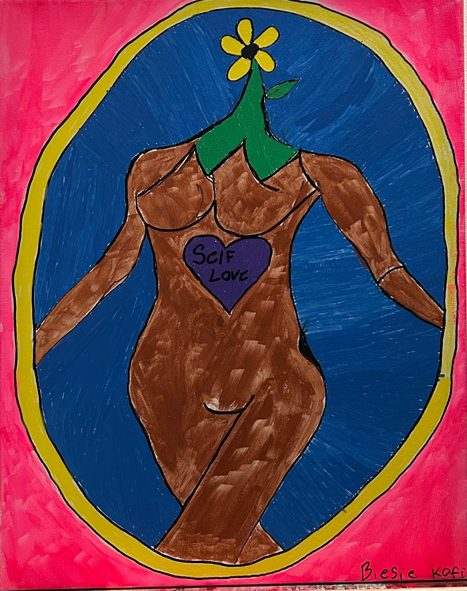 Self-Love Floral Head Canvas — Body Positive Wall Art